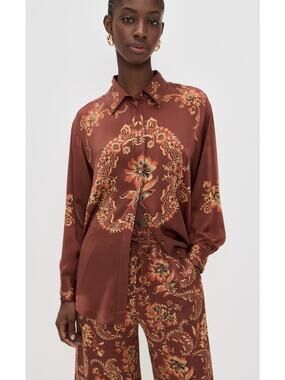 Alemais Serafina Silk Shirt in Burgundy US 4